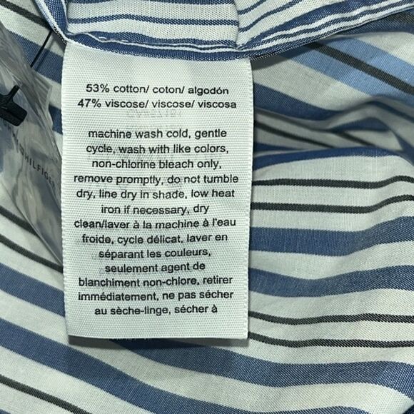 Tommy Hilfiger Young American Striped Tie Front Button Down Blouse - Picture 10 of 11